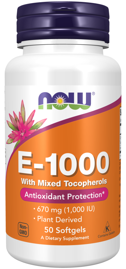 Now Foods Natural E-1000 with Mixed Tocopherols 1000iu 50 μαλακές κάψουλες