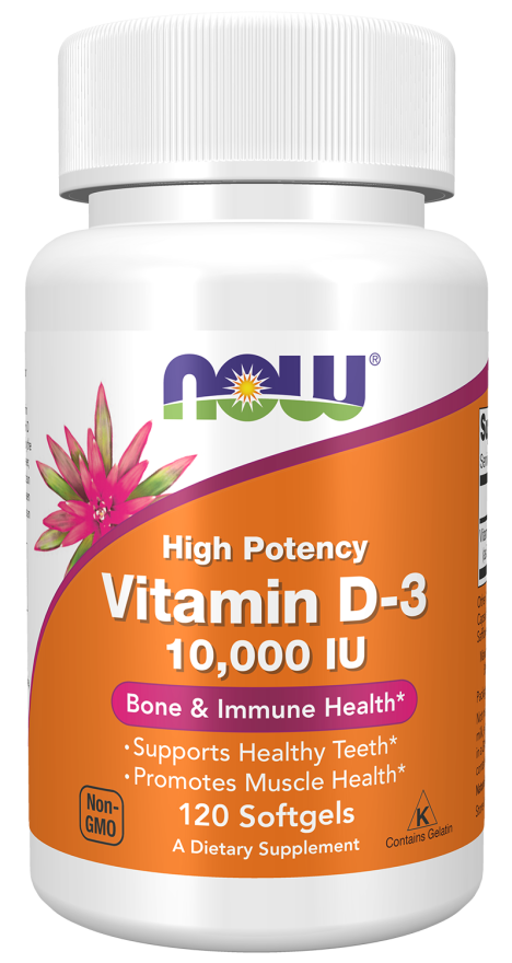Vitamin D-3 10000iu 120 Veg Capsules - Now Foods / Βιταμίνη D3