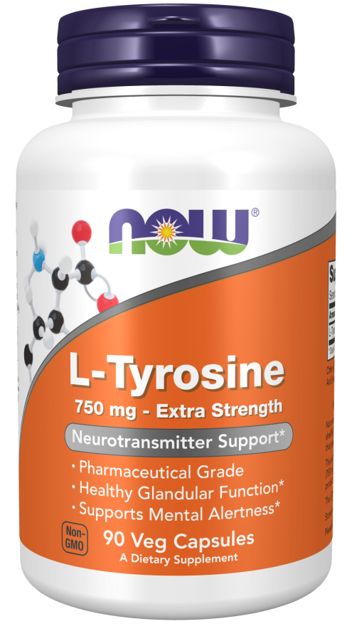 L-TYROSINE 750 MG, EXTRA STRENGTH 90 VEG CAPSULES-NOW FOODS